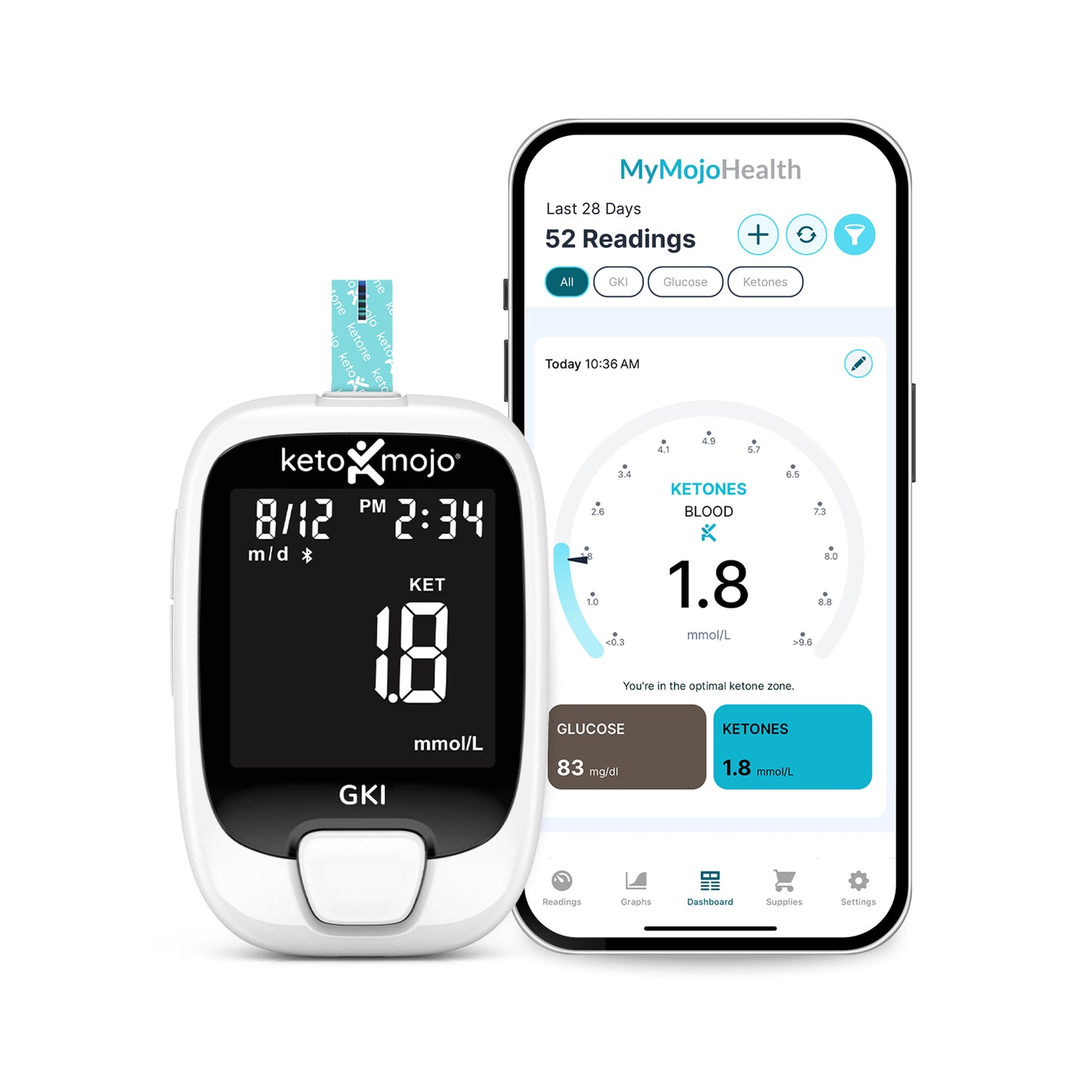 GKI-Bluetooth Blood Glucose & Ketone Meter - BASIC STARTER KIT (mmol)