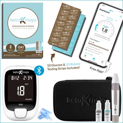 KETO-MOJO GK+ Bluetooth Glucose & Ketone Testing Kit + Free APP